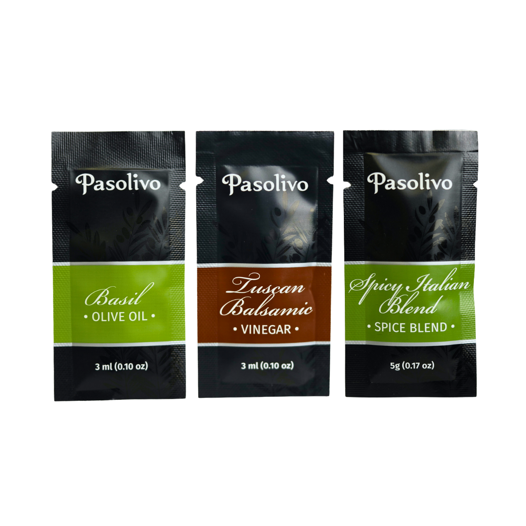 Pasolivo Italian Mini Dipper Trio Olive Oil & Vinegar Sachet Set