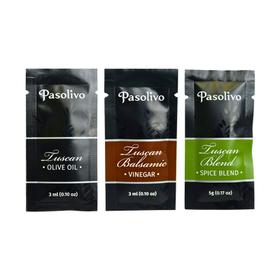 Pasolivo Tuscan Mini Dipper Trio Olive Oil & Vinegar Sachet Set