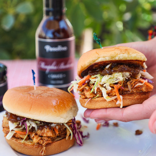 BBQ Chicken Sandwiches with Sweet Habanero Coleslaw