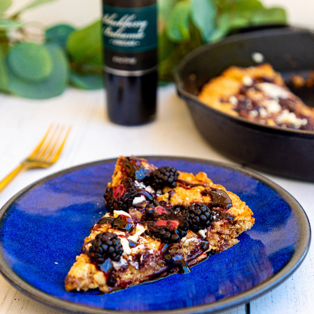 Berry Balsamic Swirled Skillet Cookie