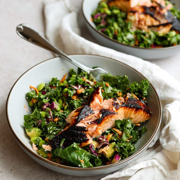 Salmon & Kale Salad with Habanero-Sesame Dressing
