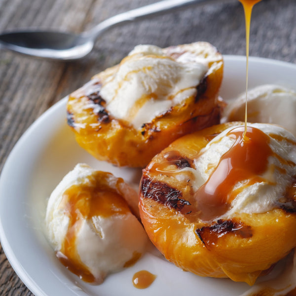 Grilled Peaches with Ice Cream