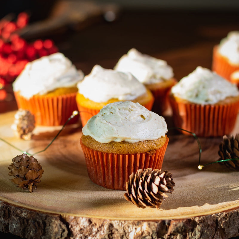 Pumpkin Cupcakes with Sugar & Spice Cream Cheese Frosting