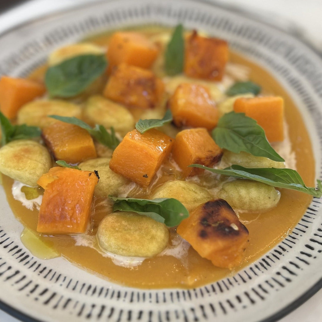 Crispy Gnocchi with Butternut Squash and Gorgonzola Cream Sauce