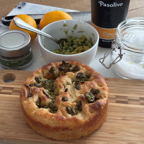Castelvetrano Olive + Lemon Sourdough Focaccia Bread