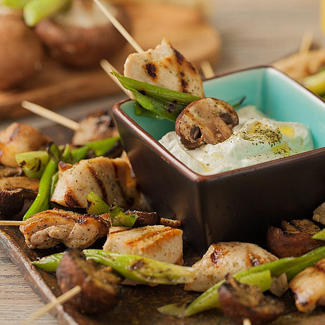 Pasolivo Chicken Skewers with Mushrooms and Green Onions Recipe