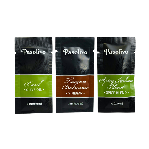 Pasolivo Italian Mini Dipper Trio Olive Oil & Vinegar Sachet Set