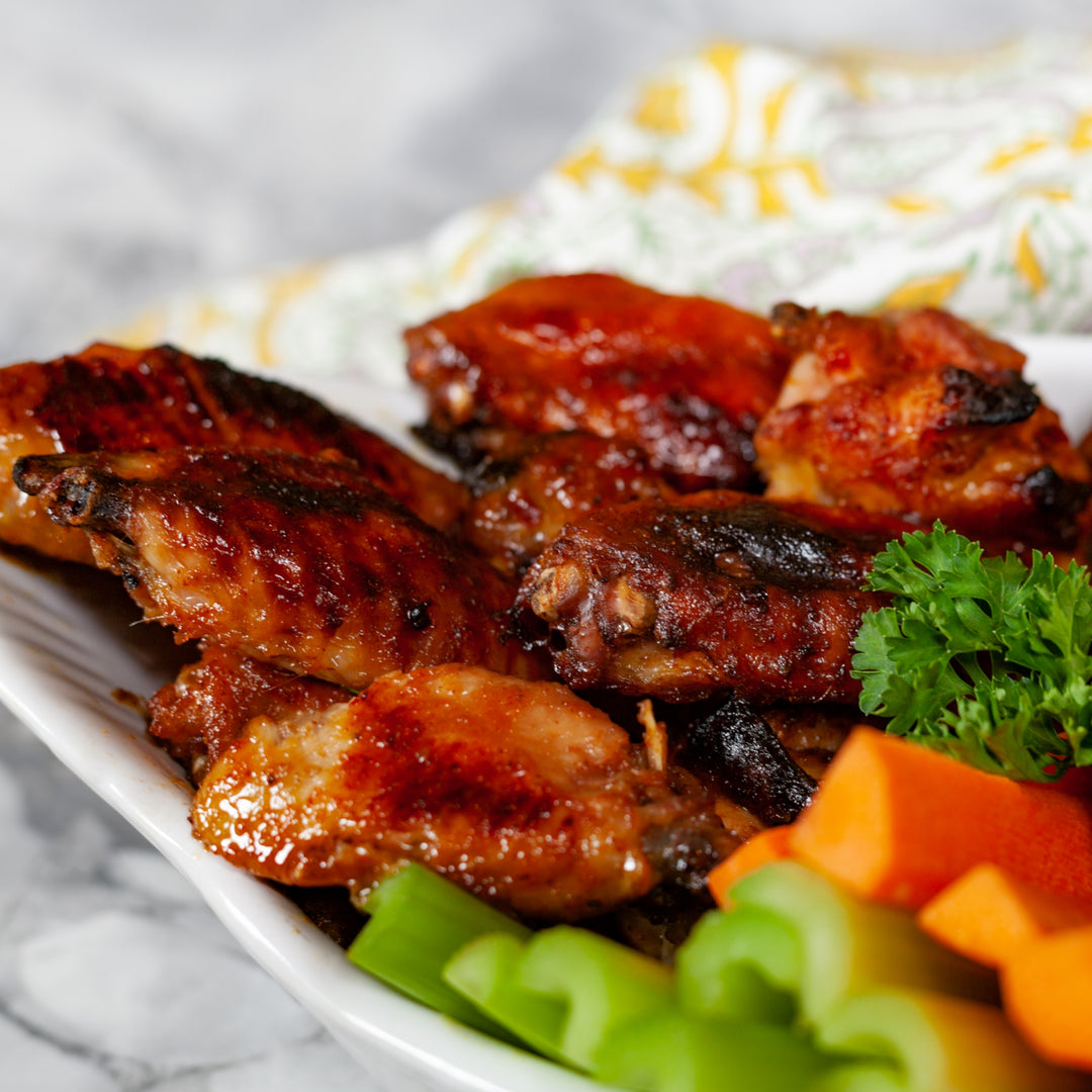 Pasolivo Ghost Pepper Chicken Wings with Blue Cheese Dip and Crudites Recipe