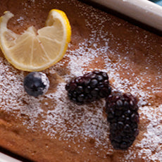 Pasolivo Limoncello Pound Cake Recipe garnished with blackberries