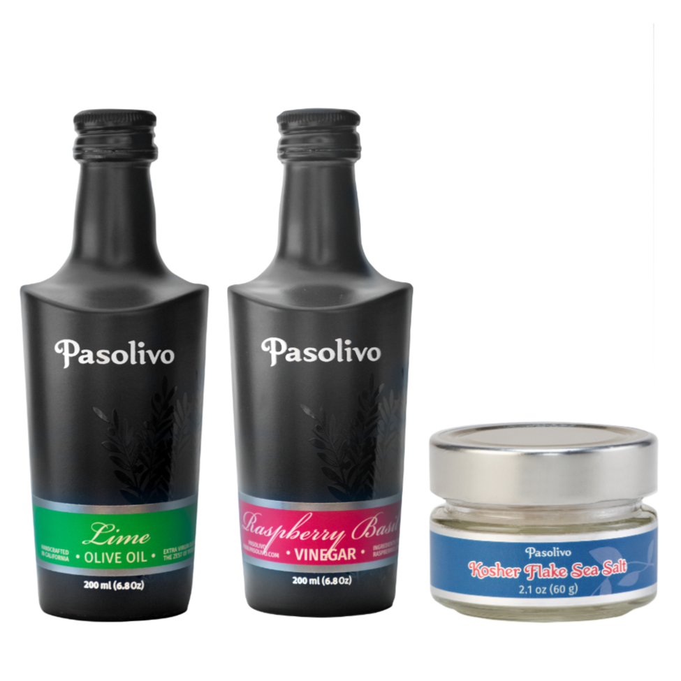 Summer Slaw Recipe Bundle With Lime Olive Oil, Raspberry Basil Vinegar & Kosher Flake Sea Salt