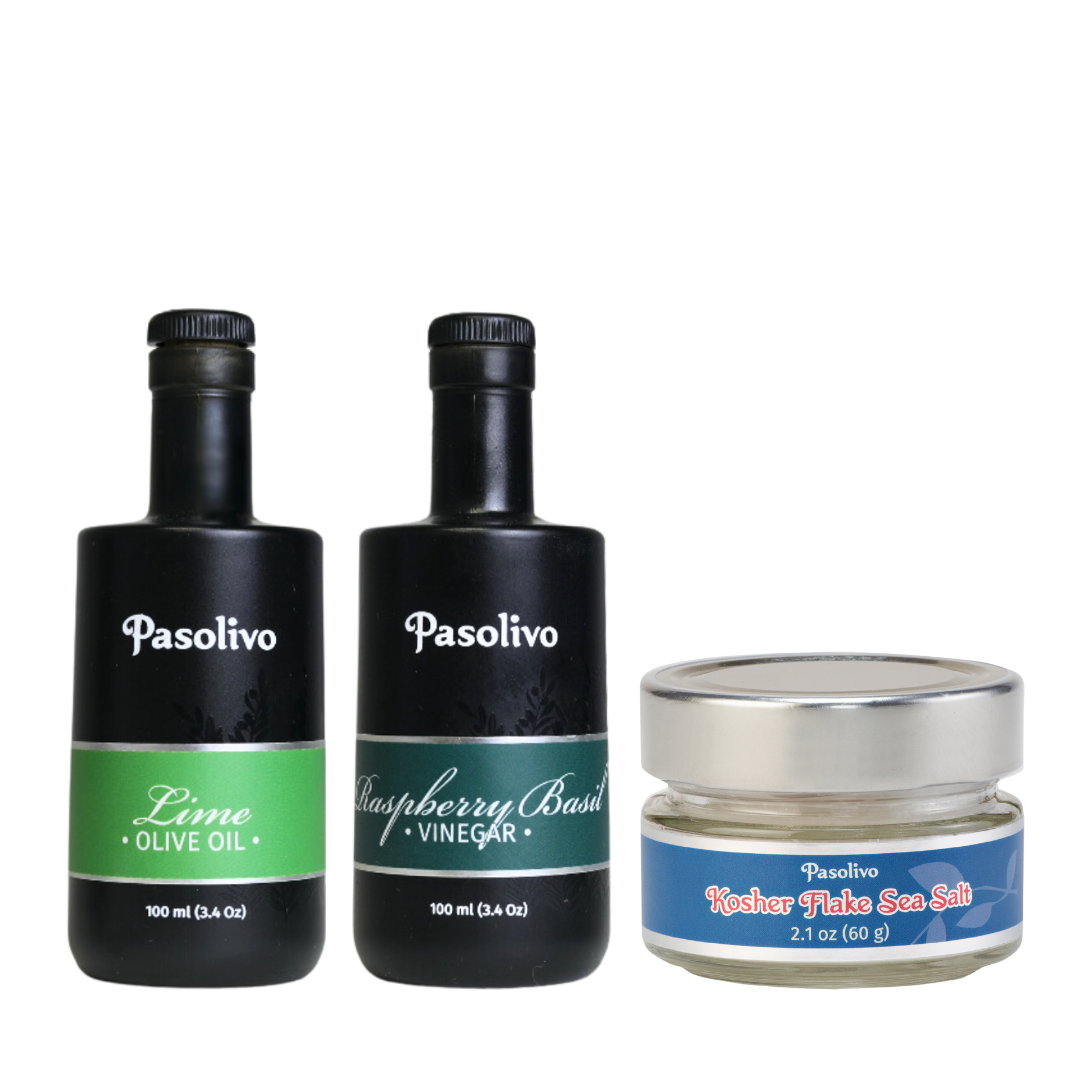 Summer Slaw Recipe Bundle With Lime Olive Oil, Raspberry Basil Vinegar, and Kosher Flake Sea Salt