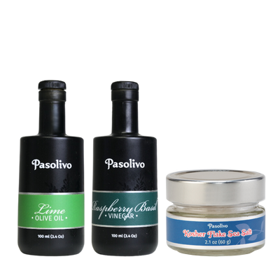 Summer Slaw Recipe Bundle With Lime Olive Oil, Raspberry Basil Vinegar, and Kosher Flake Sea Salt