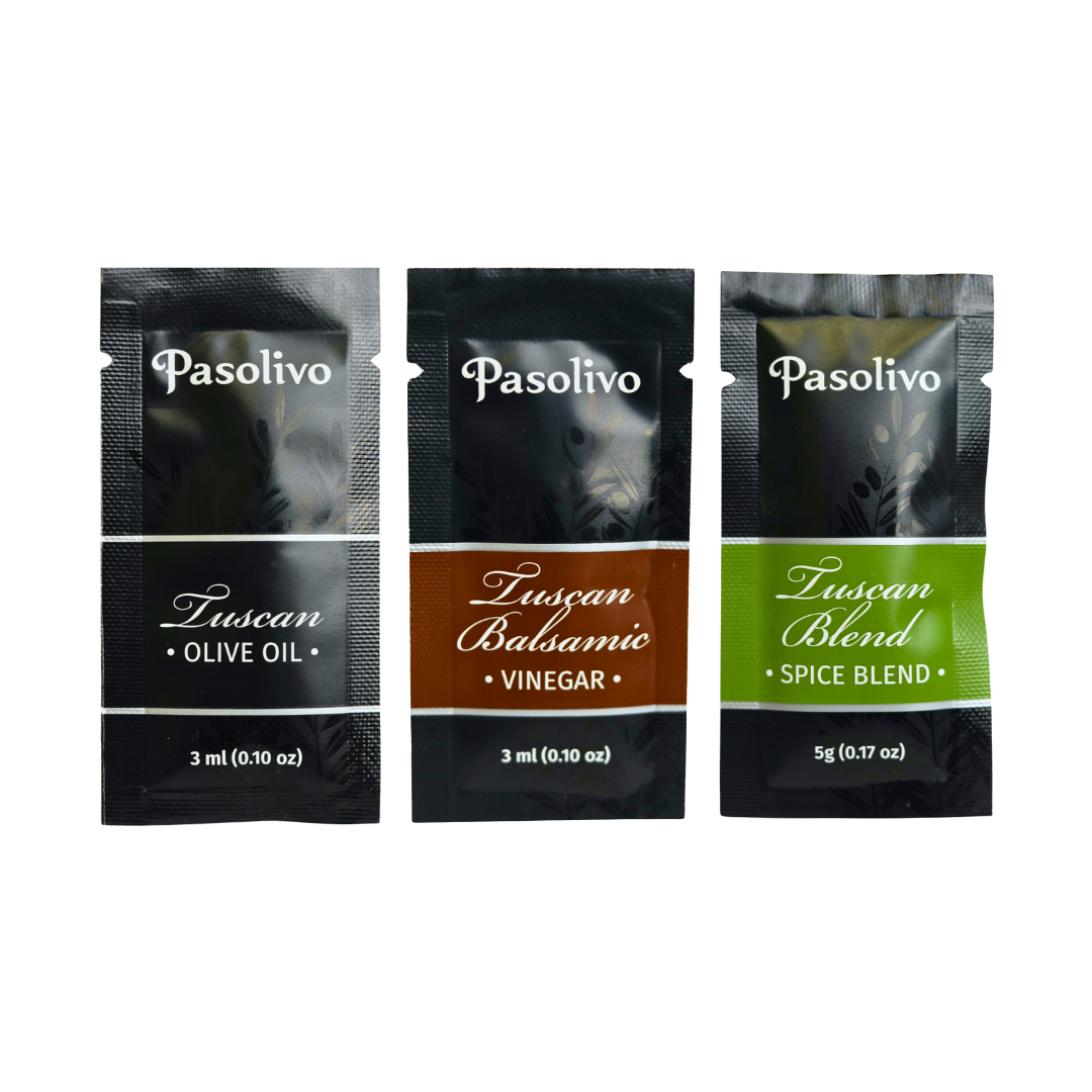 Pasolivo Tuscan Mini Dipper Trio Olive Oil & Vinegar Sachet Set